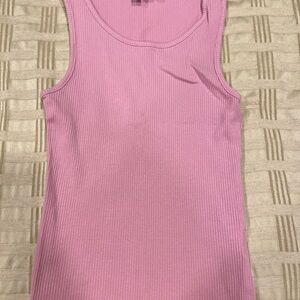Pink Ribbed Tank Top